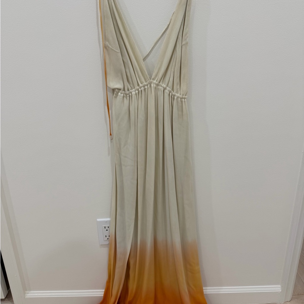Indah Cream and Orange Ombre Maxi Dress